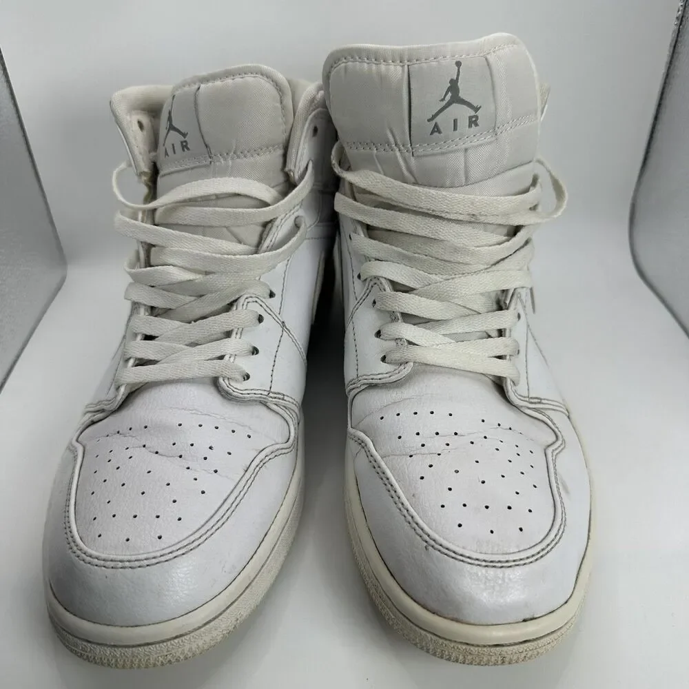 Nike Air Jordan Shoes‎ Mens Size 11.5 Triple White Mid High Sneakers Basketball
